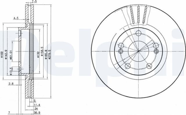 Тормозной диск Delphi передний для Renault Espace III 1996-2002. Артикул BG2697