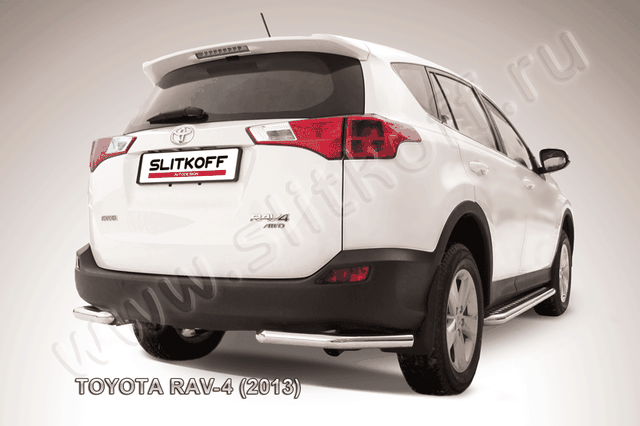Защита Slitkoff задняя d57 уголки для Toyota RAV4 IV 2013-2015. Артикул TR413-015