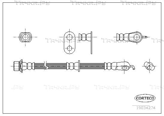 Тормозной шланг Corteco передний правый для Citroen C1 I 2005-2014. Артикул 19034274