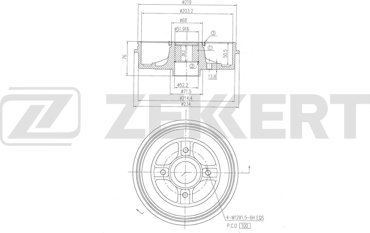 Тормозной барабан Zekkert. Артикул BS-6655