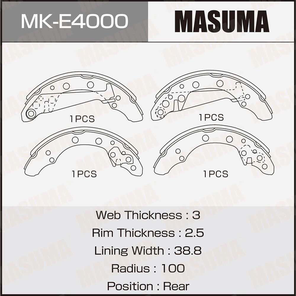 Колодки барабанные MASUMA VOLKSWAGEN POLO 01-09 (1/12) Masuma. Артикул MKE4000