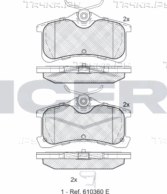 Тормозные колодки Icer задние для Toyota Corolla E110 1999-2002. Артикул 181728