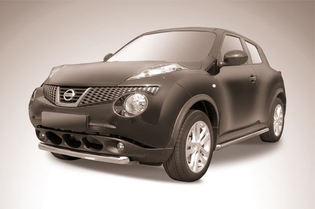 Защита Slitkoff переднего бампера d57 короткая для Nissan Juke 4WD 2010-2019. Артикул NJ4WD-002