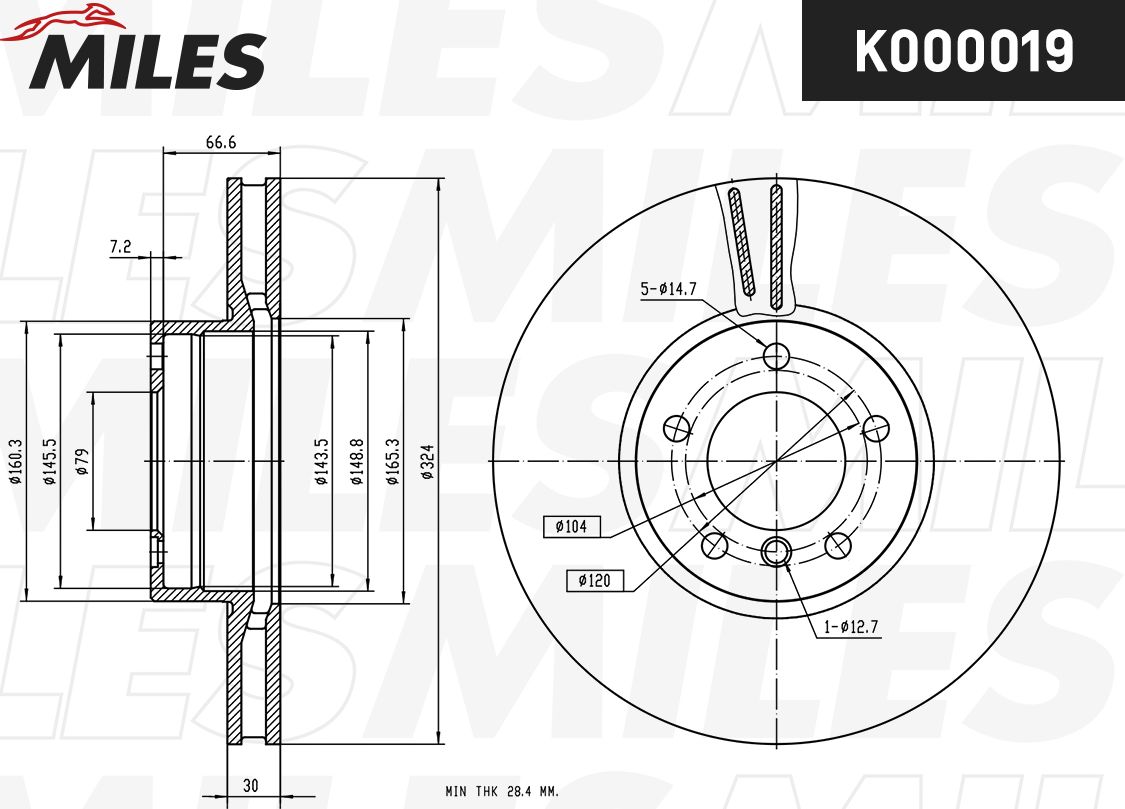 Тормозной диск Miles. Артикул K000019