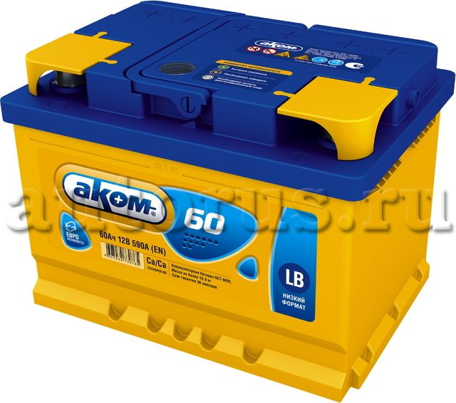 АККУМУЛЯТОР АКОМ LB 60 А/Ч ОБРАТНАЯ R+ EN 590A 242X175X175 6CT-60.0 LB (Akom). Артикул 6CT600LB