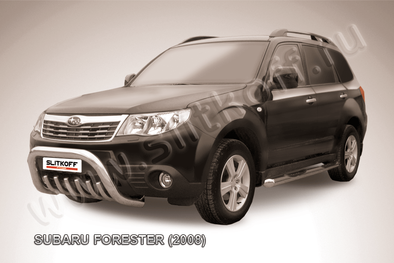 Кенгурятник Slitkoff d76 низкий с защитой картера для Subaru Forester III 2008-2012. Артикул SF001