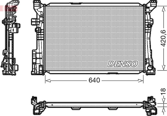 Радиатор охлаждения двигателя Denso для Mercedes-Benz A-Класс III (W176) 2012-2018. Артикул DRM17096