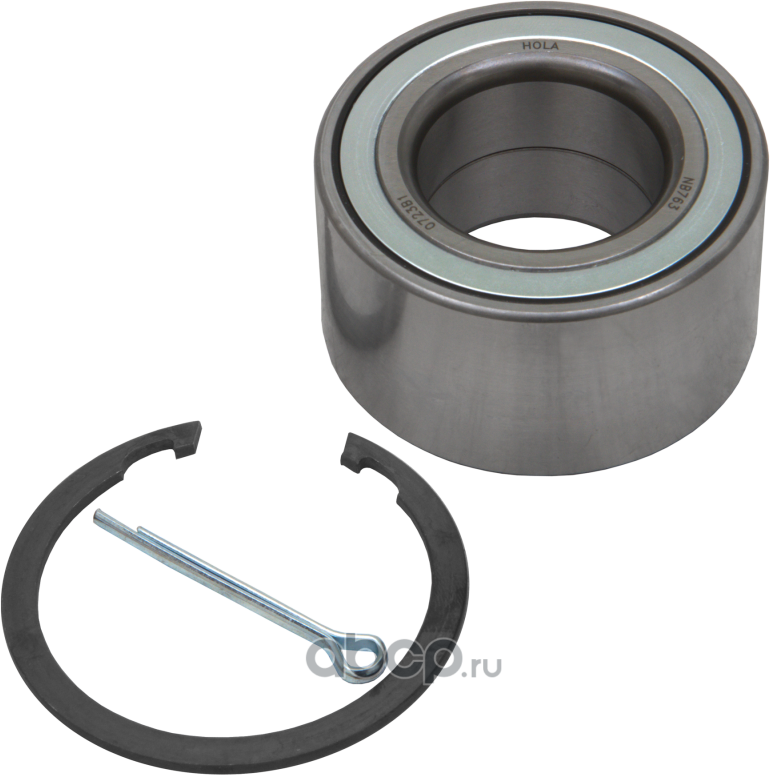Подшипник ступицы, комплект, передний, подшипник, стопорное кольцо, шплинт, HYUNDAI Solaris I 2010 (Hola). Артикул NB763