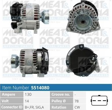 Генератор Meat & Doria для Ford Focus I 1998-2005. Артикул 5514080