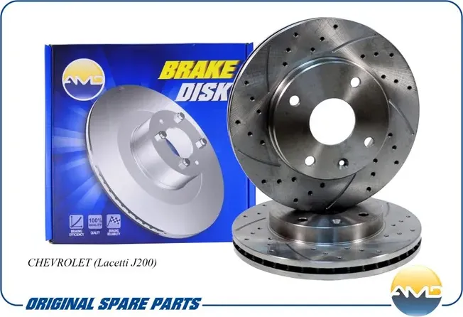 Диск переднего тормоза (1 шт.) 96549782/AMD.SPORT.BD5299 (перфорированный с прот AMD. Артикул AMDSPORTBD5299