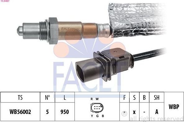 Лямбда-зонд (кислородный датчик) Facet Made in Italy - OE Equivalent. Артикул 10.8487