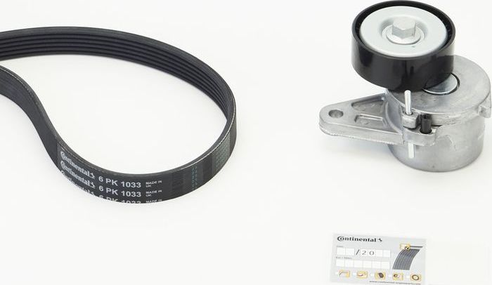 Приводной ремень поликлиновой с роликами (комплект) ContiTech. Артикул 6PK1033K1