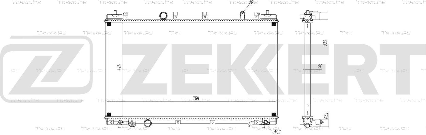 Радиатор охлаждения двигателя Zekkert (алюминий). Артикул MK-1643