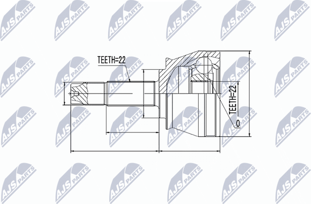 Шрус внутренний (граната) NTY передний для Fiat Strada 1999-2006. Артикул NPZ-FT-046