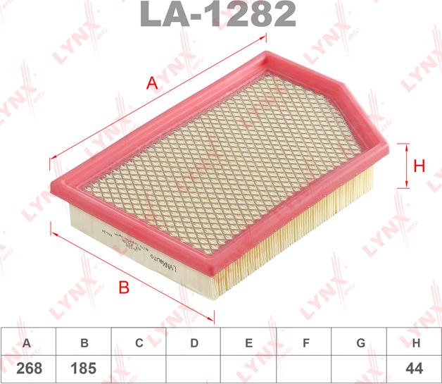 Воздушный фильтр LYNXauto для Jeep Cherokee V (KL) 2013-2026. Артикул LA-1282