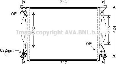Радиатор охлаждения двигателя AVA. Артикул AI2204