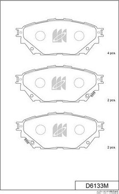 Тормозные колодки MK Kashiyama передние/задние для Mitsubishi Fuso 2011-2026. Артикул D6133M