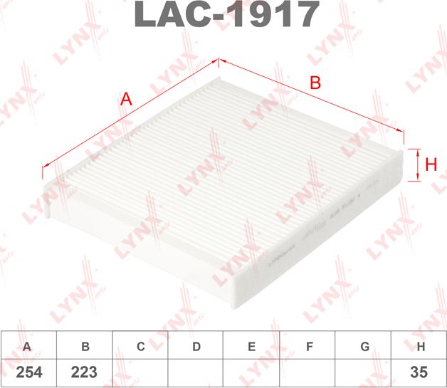 Салонный фильтр LYNXauto для SEAT Toledo IV 2012-2019. Артикул LAC-1917