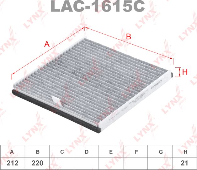 Салонный фильтр LYNXauto. Артикул LAC-1615C