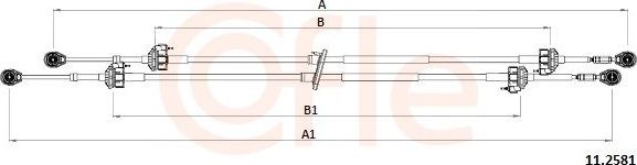 Трос переключения передач КПП Cofle для Opel Agila A 2000-2004. Артикул 92.11.2581