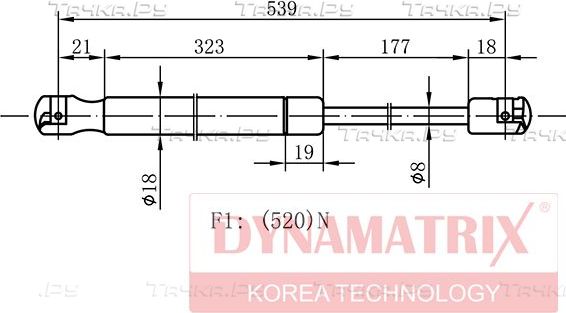 Амортизатор (упор) багажника Dynamatrix для Land Rover Freelander II 2006-2014. Артикул DGS9341XC