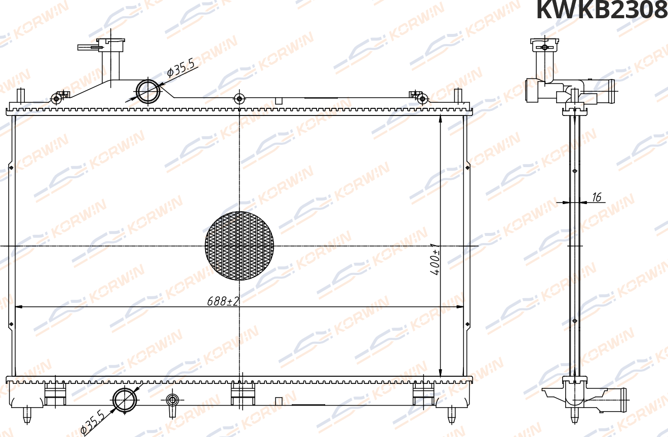 Радиатор охлаждения Mitsubishi Outlander III 2.0-3.0 (12-) (гарантия 2 года) (Korwin). Артикул KWKB2308