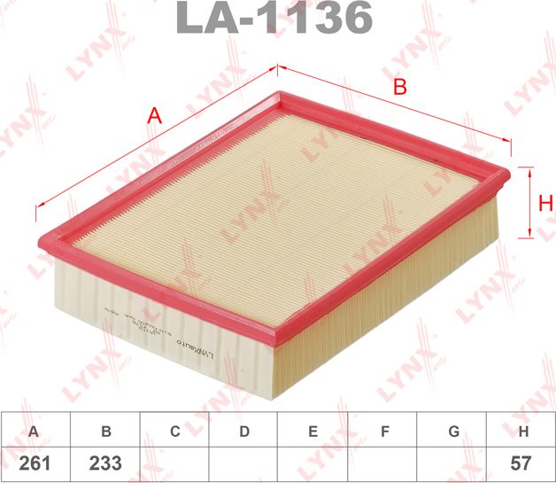 Воздушный фильтр LYNXauto для Land Rover Range Rover I 1988-1994. Артикул LA-1136