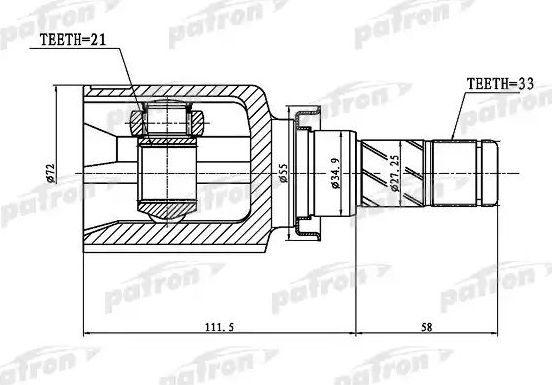 Шрус внутренний (граната) Patron. Артикул PCV1388