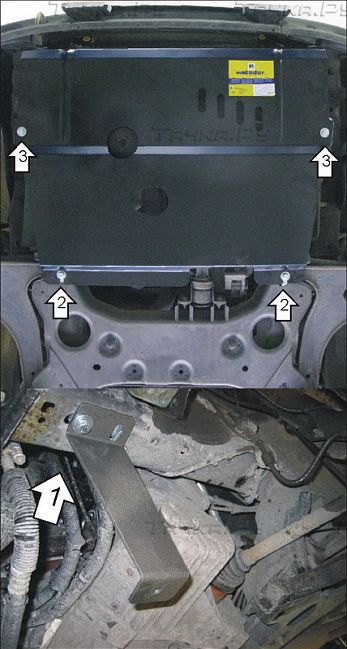 Защита Мотодор для картера, КПП, интеркулера Ford Transit передний привод 2000-2012. Артикул 00741
