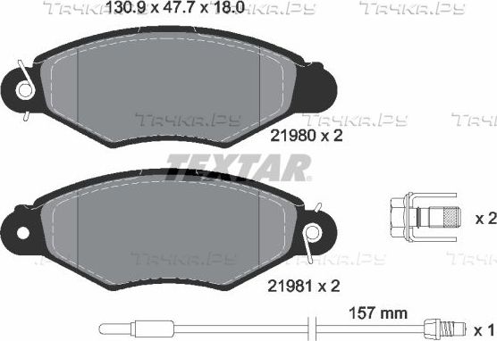 Тормозные колодки Textar Q+ передние для Nissan Kubistar X76 2003-2026. Артикул 2198003
