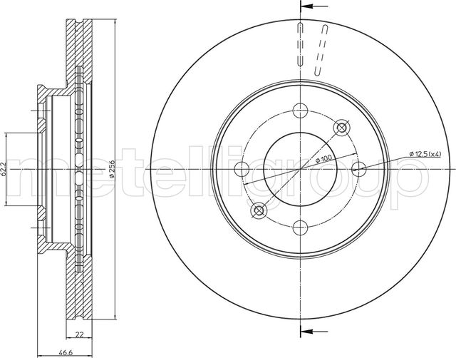 Тормозной диск Metelli передний для Kia Rio II 2005-2011. Артикул 23-0930C