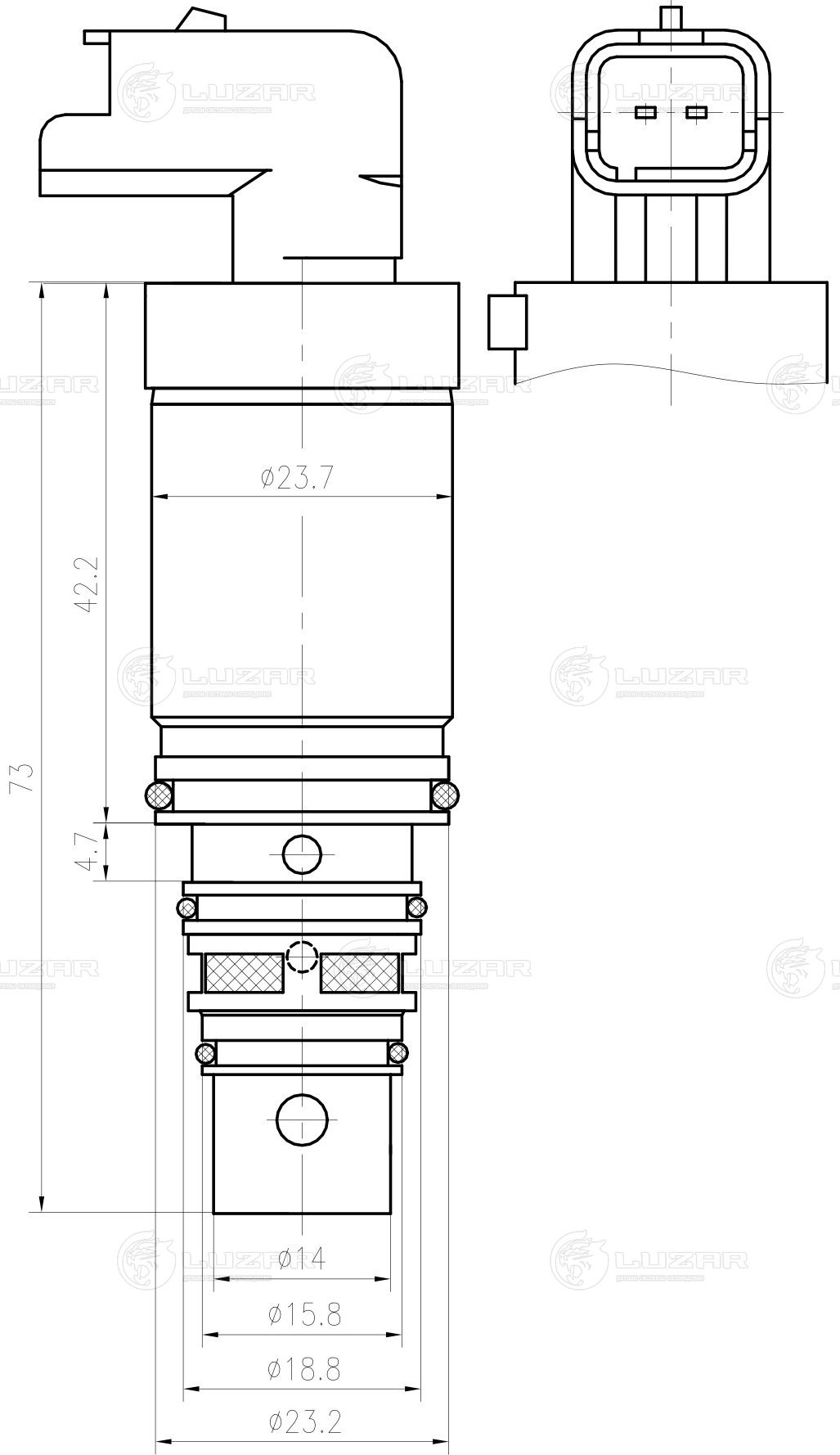 Клапан регулир. компрессора кондиц. CITROEN C4 (04-)/PEUGEOT 308 (тип SANDEN) Luzar. Артикул LCCV 2001