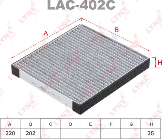 Салонный фильтр LYNXauto. Артикул LAC-402C