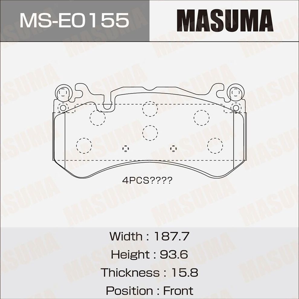 Колодки тормозные дисковые (Masuma). Артикул MS-E0155