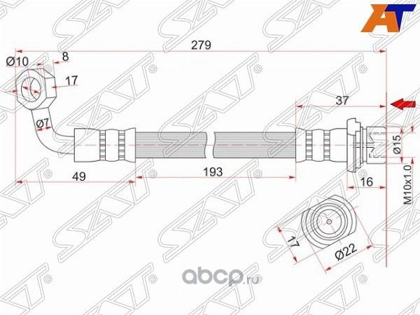 Шланг тормозной задний Таиланд TOYOTA LAND CRUIS (SAT). Артикул ST9094702A08