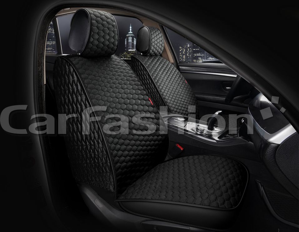 Накидки универсальные CarFashion Sota Front на передние сидения авто, цвет Черный/Черный/Черный. Артикул 26171
