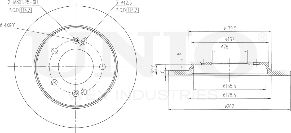 Диск тормозной (Unio). Артикул BRD-20518