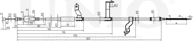 Трос ручного тормоза (Unio). Артикул CAB-60070