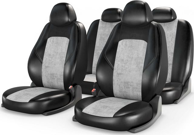 Накидки универсальные CarFashion Ranger Zamsha для авто, цвет Черный/Светло-серый/Серый. Артикул 11231