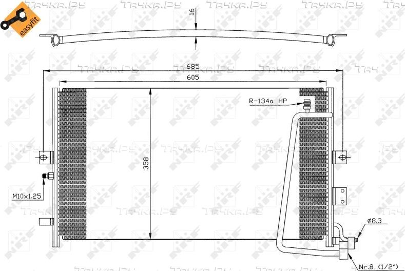 Радиатор кондиционера (конденсатор) NRF (алюминий). Артикул 35269