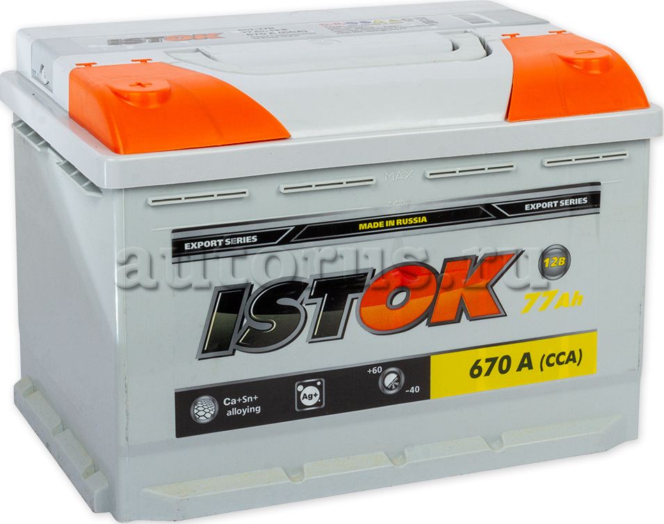 Аккумулятор ИСТОК 77 А/ч прямая L+ 277x175x190 EN670 А (Istok). Артикул 6CT-77N