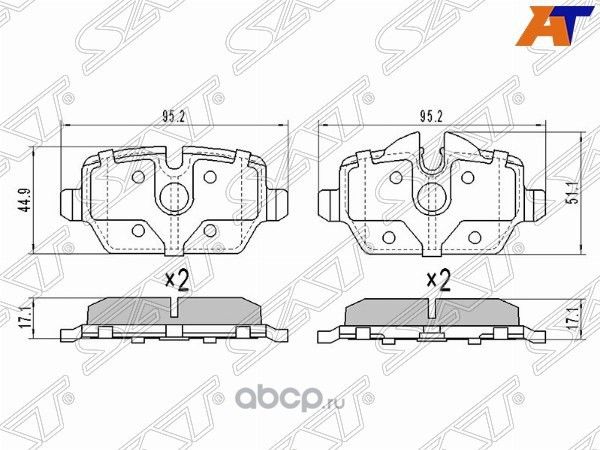 Колодки тормозные задние BMW 1 E81E87F20 03- 3 E (SAT). Артикул ST34216767145