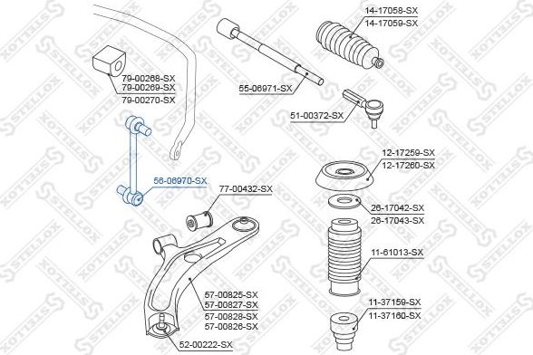 Стойка (тяга) стабилизатора Stellox. Артикул 56-06970-SX