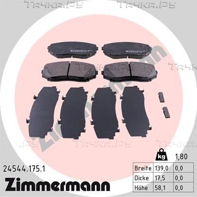 Тормозные колодки Zimmermann передние для Mazda CX-9 I 2006-2016. Артикул 24544.175.1