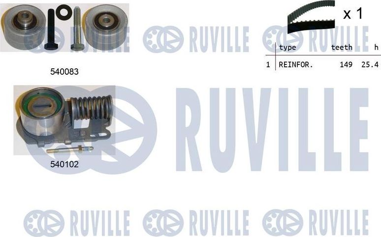 Ремень ГРМ с роликами (комплект) Ruville. Артикул 550240