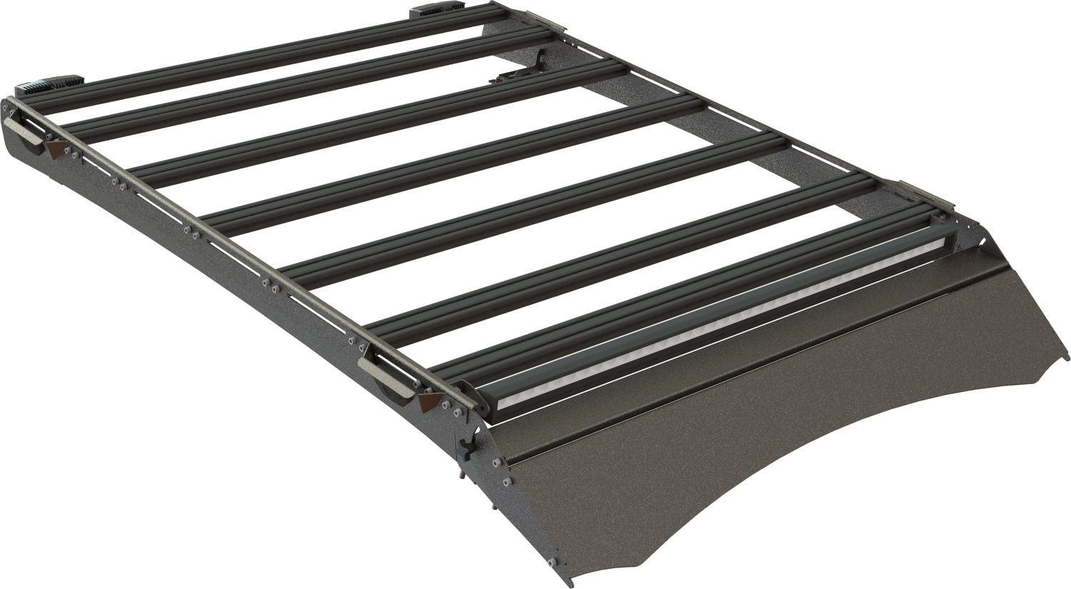 Экспедиционный багажник STC для Mitsubishi L200 IV 2006-2015 шторка, дальний, рабочий и задний свет. Артикул STC-ML200/06-TR1-L1L2L3