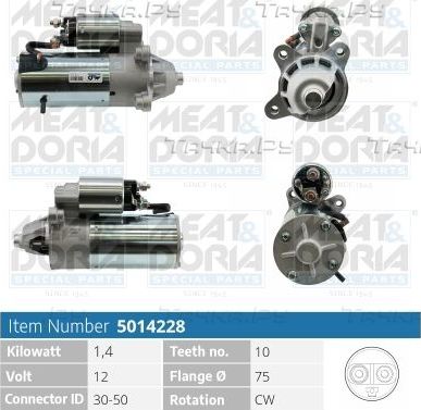 Стартер Meat & Doria для Ford Tourneo Connect I 2002-2013. Артикул 5014228