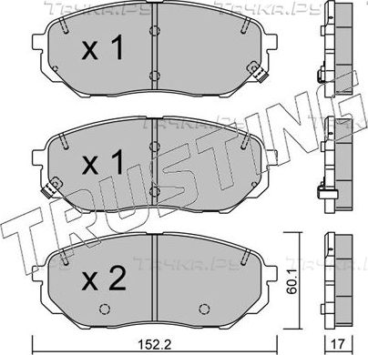 Тормозные колодки Trusting передние для Hyundai Santa Fe IV 2018-2026. Артикул 1096.0