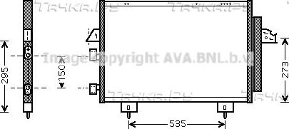Радиатор кондиционера (конденсатор) AVA для Toyota RAV4 II (XA20) 2000-2005. Артикул TO5281D