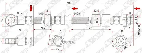 Шланг тормозной передний Таиланд MMC ASXLANCER  (SAT). Артикул ST4650A645